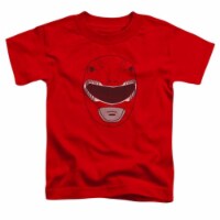 Power Rangers-Red Ranger Mask Short Sleeve Toddler Tee&#44; Red - Large 4T