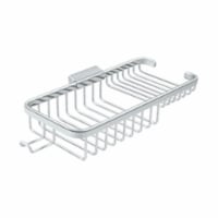10 in. Rectangular Deep & Shallow Corner Brass Wire Basket with Hook, Polished Chrome