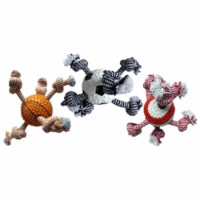 51073 3.5 in. Sport Ball With Cotton Rope Dog Toy