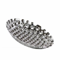 Ceramic Round Concave Tray With Perforated Design, Polished Chrome - Silver, Small