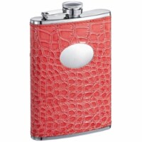Sweety Crocodile Hot Pink Leatherette Stainless Steel 8oz Hip Flask