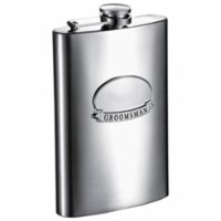 Groomsman Ribbon 8 oz Brushed Steel Flask