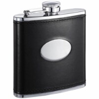 Frank Black Leathter Hip Flask - 6 oz