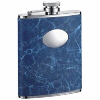 Denim 6oz Blue Leatherette Stainless Steel Hip Flask