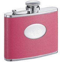 Britney Hot Pink Leather Hip Flask - 4 oz