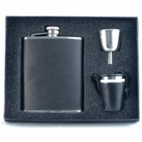 Ano Leather Deluxe Hip Flask Gift Set - 6 oz