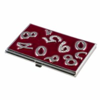 Digits Crystals and Burgundy Lacquer Womens Business Card Case