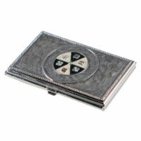 Mahjong Grey Marble Lacquer Womens Business Card Case