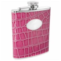 Blush Pink Crocodile Leather 6oz Stainless Steel Flask - 6 oz