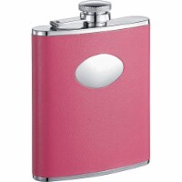 Britney Hot Pink Leather Stainless Steel Hip Flask - 6oz