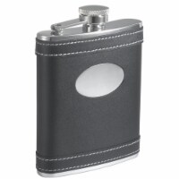Marlon Black Leather White Stitches Flask - 6 oz
