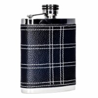 Formal Black Leather and Stainless Steel Hip Flask - 7 oz