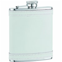 Cloud White Leather with Stitching Liquor Flask - 6 oz