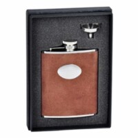 Cowboy Brown Leather 6 oz Flask Gift Set