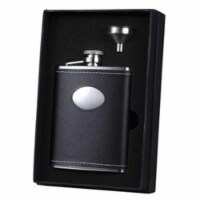 Eclipse 6 oz Black Leather Liquor Flask Gift Set