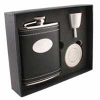 Marlon Black Leather 6 oz Stellar Flask Gift Set