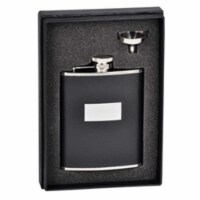 Ontario Black Leather 6 oz Flask Gift Set with Funnel
