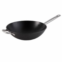 14 in. Light Cast Iron Pre-Seasoned Wok with Stainless Steel Handle