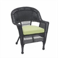 Black Wicker Chair With Green Cushion