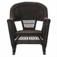 W00201R-A-2-RCES007 3 Piece Espresso Rocker Wicker Chair Set With Brown Cushion