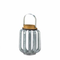 Small Galvanized Metal Lantern, Iron & Glass - MDF Wood