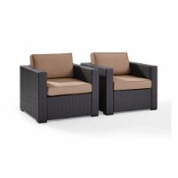 Biscayne Outdoor Wicker Seating Chair Set - Mocha Cusion, 2 Pieces