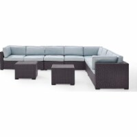 Biscayne 8 Person Outdoor Wicker Seating Set, Mist - Three Loveseats, Two Armless Chair, Two