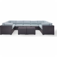 Biscayne 9 Person Outdoor Wicker Seating Set, Mist - Four Loveseats, One Armless Chair, Two C