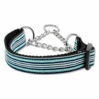 Preppy Stripes Nylon Ribbon Collars Martingale Light Blue-White Medium