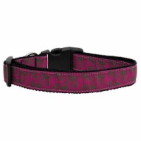 Pink and Lime Swirly Nylon Ribbon Dog Collars Medium