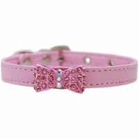 Bow-dacious Crystal Dog Collar, Light Pink - Size 14