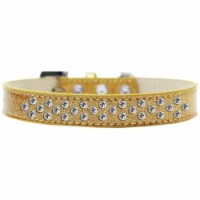 Sprinkles Ice Cream Clear Crystals Dog Collar, Gold - Size 20