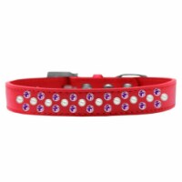 Sprinkles Pearl & Purple Crystals Dog Collar, Red - Size 20