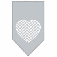 Chevron Heart Screen Print Bandana, Grey - Large