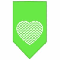 Chevron Heart Screen Print Bandana, Lime Green - Small