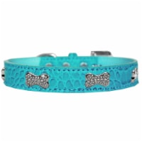 Croc Crystal Bone Dog Collar, Turquoise - Size 18
