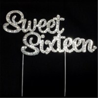 De Yi Enterprise 33014-SS Monogram Cake Toppers - Sweet Sixteen - Silver