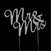 De Yi Enterprise 33014-Mr&Mrs Silver Wedding Cake Topper - Mr & Mrs