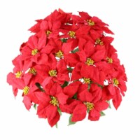 Admired by Nature GPB969-RED 24 Stems Faux Velvet Poinsettia Christmas Bush, Red