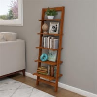 Lavish Home 80-15-5-CH 5 Tier Ladder Bookshelf Leaning Decorative Shelves For Display Wood Ac