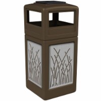 DCI Marketing 733016299 42 gal Brown Trash Receptacle with Stainless Steel Reed Panels & Asht