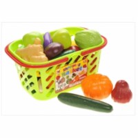 AZimport PS608B Fruits & Vegetables Shopping Basket Grocery Play Food Set for Kids