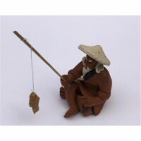 Bonsai Boy of New York e3516 2 in. Unglazed Fisherman Miniature Ceramic Figurine