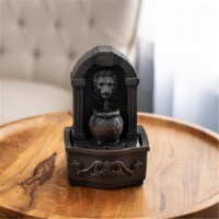 Pure Garden 50-LG5069 Classic Lion Head Polyresin Tabletop Water Fountain, Dark Gray & Rust