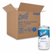 Scott KCC53609 4.5 x 8.25 in. 24-Hour Sanitizing Wipes, White, 75 Per Canister