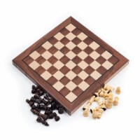 Trademark 12-2114 Walnut Book Style with Staunton Chessmen Chess Board