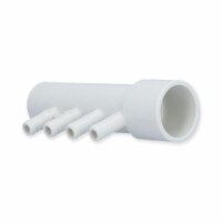Generic 4APM1XSP PVC Gentekk Manifold for Ribbed Barb Ports - 1 in. Slip x 1 in. Slip x 2.375