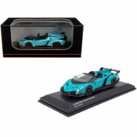 Kyosho KS07040A4 Lamborghini Veneno Roadster Light Blue with Red Line 1-64 Diecast Model Car