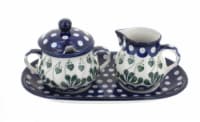 Blue Rose Polish Pottery Alyce Small Cream & Sugar Set with Tray