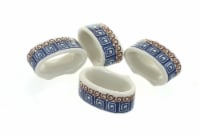 Blue Rose Polish Pottery Athena Napkin Ring Set